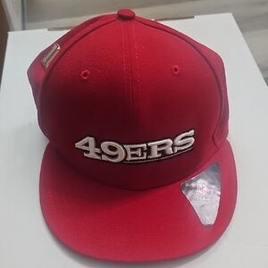 New Era Cap NFL Team 49ers Red and Black Hat 59 Fifty Sz 7 / 55.8 cm NWT w/ PIN